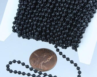 Black Ball Chain: . Spool, 2.4mm with 10 Connectors 12 feet