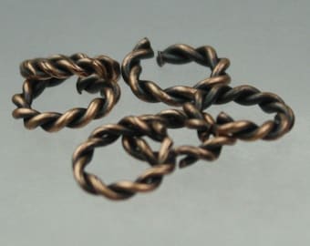 50 pcs of Antique Brass plated Twisted Fancy jumpring - 10mm Open Jump ring