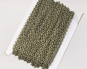 Antique Brass Finish Soldered Link Cable Chain: 3x3.5mm Jewelry Supplies 32 feet - Bulk Spool - 335S