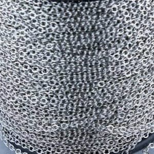 10 feet of Antiqued Silver Rhodium Plated SOLDERED Flat Cable chain - 3x2.7mm Solder Link Sturdy Chain -  327SF