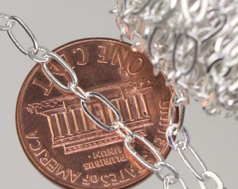 Chaîne longue et courte plaquée argent - Maillons soudés 6 x 3 mm et 4 x 3 mm - 3429LS11 100 pieds