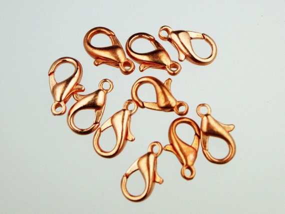 100 Copper Lobster Clasp 12mm 12x7mm Bright Copper Parrot Clasps Lobster Claw Clasp LOB12B