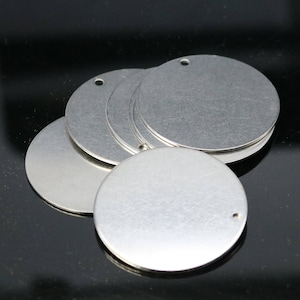 5 pcs of 1-9/16&quot; Stainless Steel Stamping Blanks Disc - 1-9/16 inch 40 mm 18 gauge 1.0mm thickness - Blank Stamping Metal Flat Discs Tags