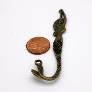 Antique Brass Finish Mermaid Bookmarks: Alloy Metal Charms (81mm) 5 pcs image 2