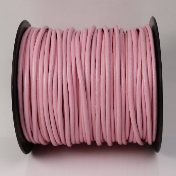 5 feet Pink Leather Cord - 3mm Genuine Leather Round Cord - USA Seller