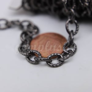 5 ft of Gunmetal plated oval Chunky BIG texture cable chain - 8x7mm - unsoldered link - 8070TX