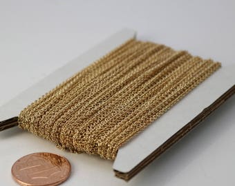 100 feet of Champagne Gold (Pinky Gold) Plated Cable Chain Bulk, Tiny Round SOLDERED Cable Chain 1.6x1.4mm- Free Jump Rings 100 pcs - 1614S