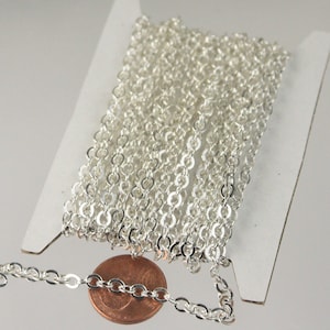10 ft of Sterling Silver Plated Flat Cable Chain - 4X3.5mm SOLDERED link - 435F