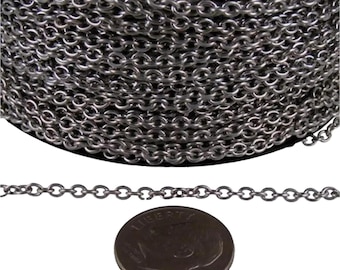 Stainless Steel Soldered Link Cable Chain: 3x2.2mm DIY Jewelry Necklace 10 feet