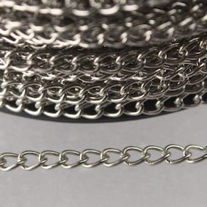 Rhodium Plated Curb Chain:, 4.9x3.7mm Unsoldered Links 32 feet - Bulk Spool