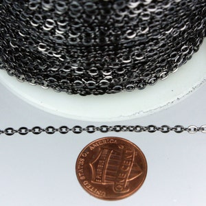 32 ft spool of Gunmetal Finished Flat cable chain - 3x2.2mm - unsoldered link - 322FLAT