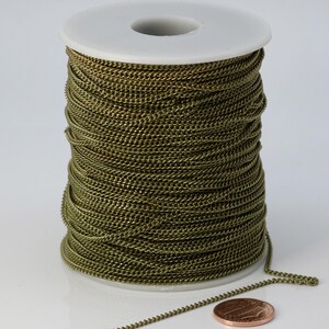 10  feet spool of Antique Brass Plated SOLDERED FACET Curb Chain - 2.3mm Solder link - with Free Matching Jumpring (10 pcs) - 2.3F