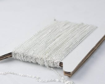 Sterling Silver Plated Cable Chain: 2mm Flat Soldered Link Chain 10 feet