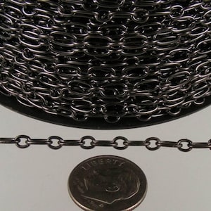 15 ft of Gunmetal Finished Long and Short Chain - 6.6x3.3mm - Unsoldered Link - 6633CA
