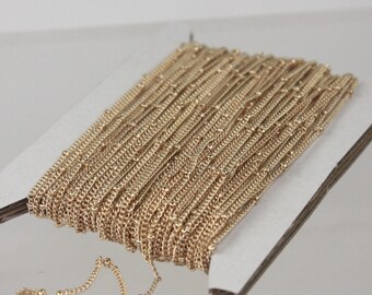 Chaîne satellite gourmette plaquée or champagne : chaîne satellite à maillons soudés de 1,3 mm, 100 pieds - Bobine en vrac