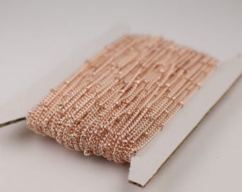 Chaîne satellite plaquée or rose : petite gourmette satellite à maillons soudés de 1,6 mm, 10 pieds