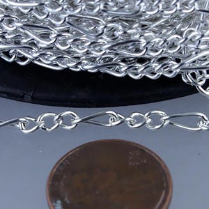 Sterling Silver Plated Figaro Chain Bulk, 12 ft Long and Short Mother and Son Chain FIGARO chain 7x3mm - Necklace Bracelet  - 73FIGARO