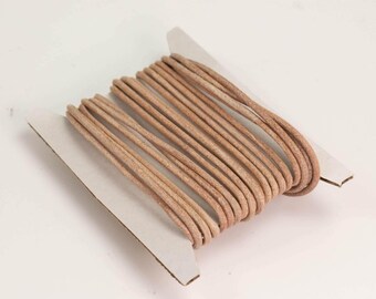 Natural Brown Leather Cord - 2mm Round Genuine Leather 5 feet