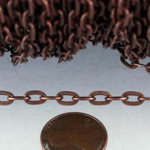 Antique Copper Chain bulk chain, 100 ft  Flat BIG Heavy Drawn Cable Chain -7.1x4.3mm 1.2mm Unsoldered Link - 7143FL