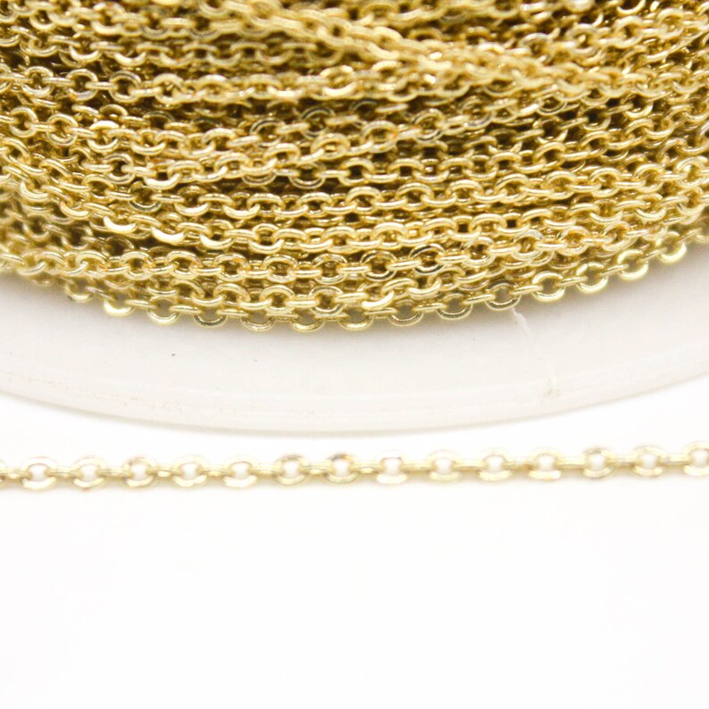 2mm 2x1.4mm SOLDER 18K Gold Plated Micro Flat Chain Small Soldered AT214F 100 feet TARNISH Resistant Tarnish FREE Anti Tarnished