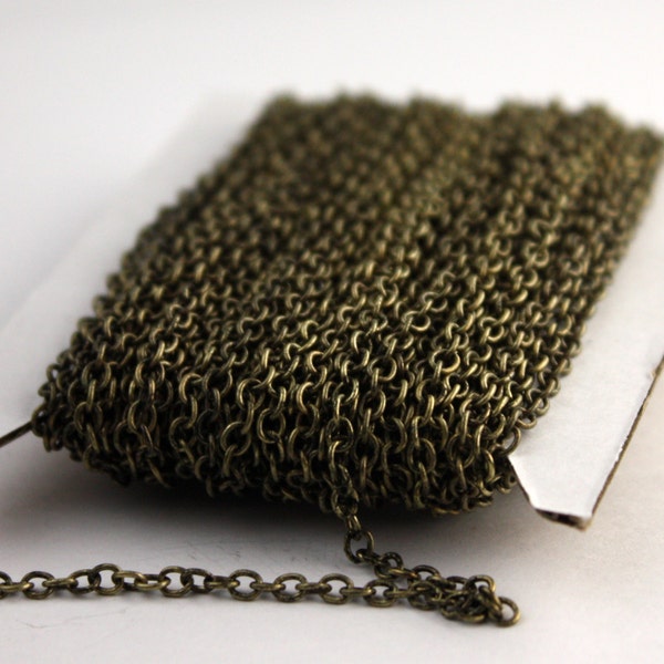 Antique Brass Chain, 32 ft spool of VINTAGE Style Antique Bronze Cable Chain - 3.4x3.0mm SOLDERED Link ,Wholesale Bulk - 3430S