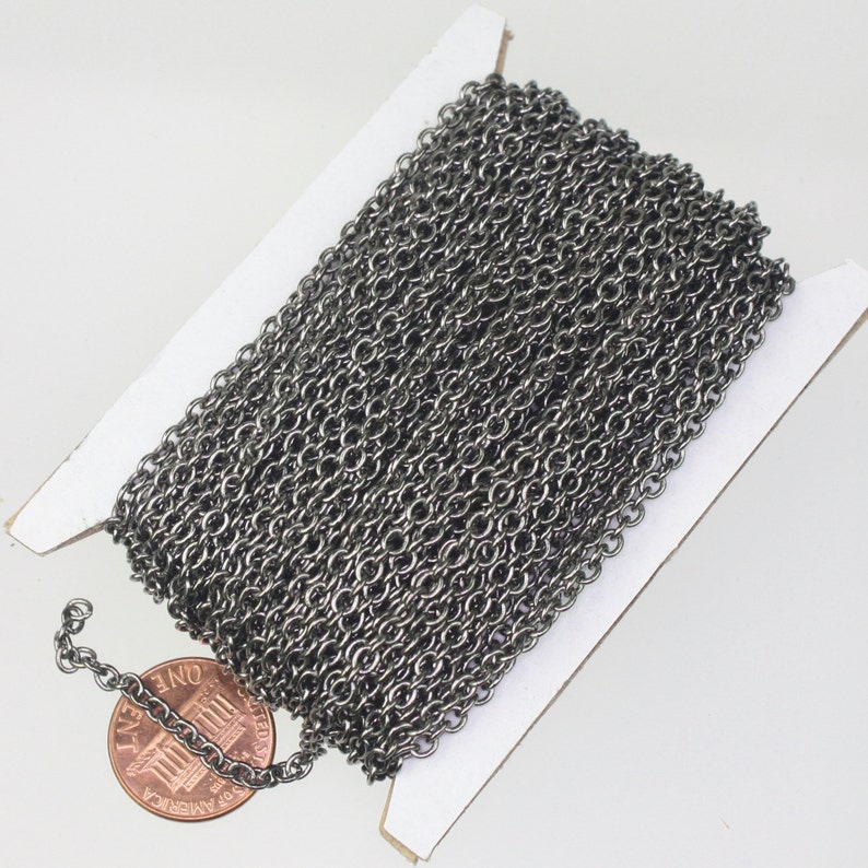 100 ft. of Gunmetal Plated SOLDERED Thick Fancy Cable Chain 3x3.5mm 21G Thickness Wire SOLDERED Link 335S image 3