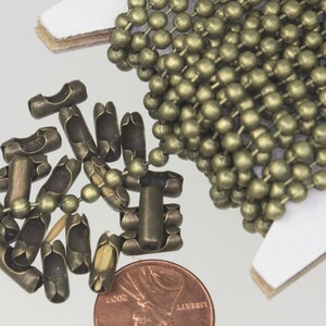 100 ft of Antique Brass plated BIG ball chain - 3.2mm with 50 connector(Insert type) - 32BALL