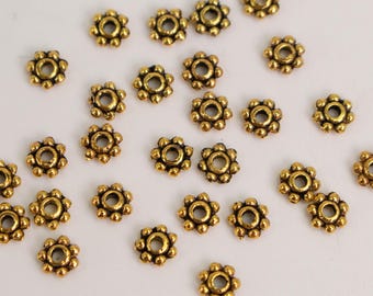 Antique GOLD Plated Finished Daisy Flower Spacer Beads - 4mm 300 pcs - Wholesale Bulk Lot