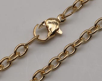 5 Champagne Gold Plated Cable Chain Necklaces: 24 Inch, Lobster Clasp