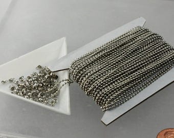 Antique Silver Plated Rhodium Ball Chain: 1.5mm, Jewelry Making Supply 12 feet - 1.5BALL