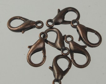 Antique Copper Plated Finish extra LARGE 16mm lobster claw clasp - 16x9mm Bulk Pack