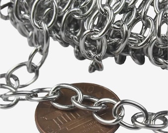 Stainless Steel Cable Chain: Chunky Unsoldered Links (8x6mm) 10 feet
