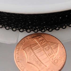100 ft spool of BLACK little Oval Flat Soldered Cable Chain 2.4x1.7mm - 2417F