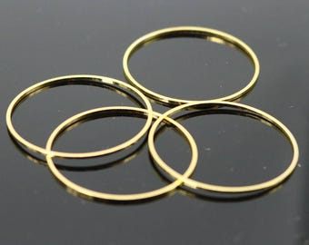 24K Gold Plated Ring Connectors - 30mm Brass Jump Rings 15 pcs - Bulk Pack