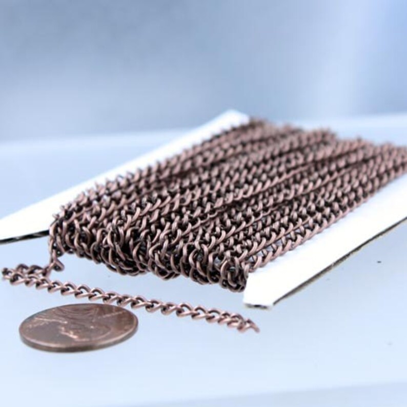 3.0mm 0.8mm Unsoldered Link 12 ft of Antique Copper Finished Curb Chain 30CURB Antique Copper Chain bulk chain