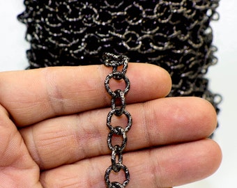 5 ft Gunmetal Heavy Link Chunky Chain Bulk - 11mm 2mm Thickness - Round Sparkling Texture Fashion Cable Chain - 2011TX