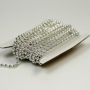 Sample 3 ft spool of Sterling Silver Plated BIG ball chain - 3.2mm - from California Bay Area USA