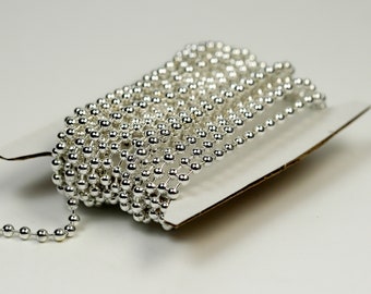 Sample 3 ft spool of Sterling Silver Plated BIG ball chain - 3.2mm - from California Bay Area USA