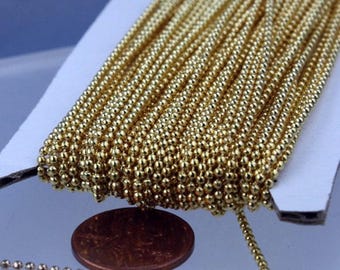 Chaîne à billes dorée 24 carats - 1,5 mm - avec connecteurs 30 m - Bobine en vrac - 1,5 BOULE