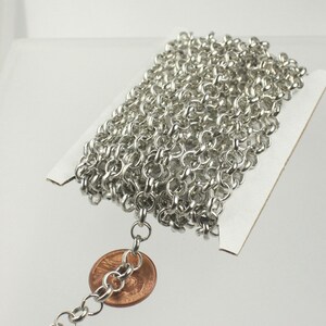 10 feet of Big Rhodium Plated Rolo Chain bulk, Antique Silver Chunky Chain - 6.2mm - Unsoldered Links - Necklace Bracelet Wholesale Bulk