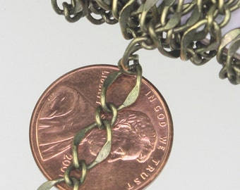3 feet of Antique Bronze Chain, bulk Chain, Antique Brass Necklace   Big Hammered Chain Soldered  Curb Chain - 5x8mm SOLDERED - 58FIGARO