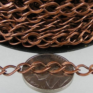32ft of Antique Copper  Finished Big Hammered Curb Chain - 7.8x6.0mm Unsoldered Link 18G - 7860CU