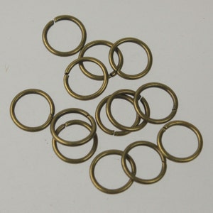 10mm Jump Rings, 50 Antique Brass Jump Rings / Bronze Open 10x1.2mm 16 Gauge 16G  Link Connector Open Jump Rings O Ring 12x10mm