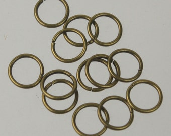 10mm Jump Rings, 50 Antique Brass Jump Rings / Bronze Open 10x1.2mm 16 Gauge 16G  Link Connector Open Jump Rings O Ring 12x10mm