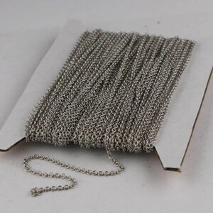 Rhodium Plated Chain Bulk, 100ft of Tiny Round SOLDERED Chain Cable Chain 1.6x1.4mm- Free Jump Rings 50pcs Dainty Delicate  Chain - 1614S