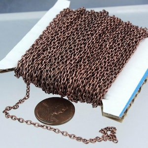 100 ft spool of Antique Copper Finished Round cable chain - 3x2.2mm - unsoldered link - 322CA