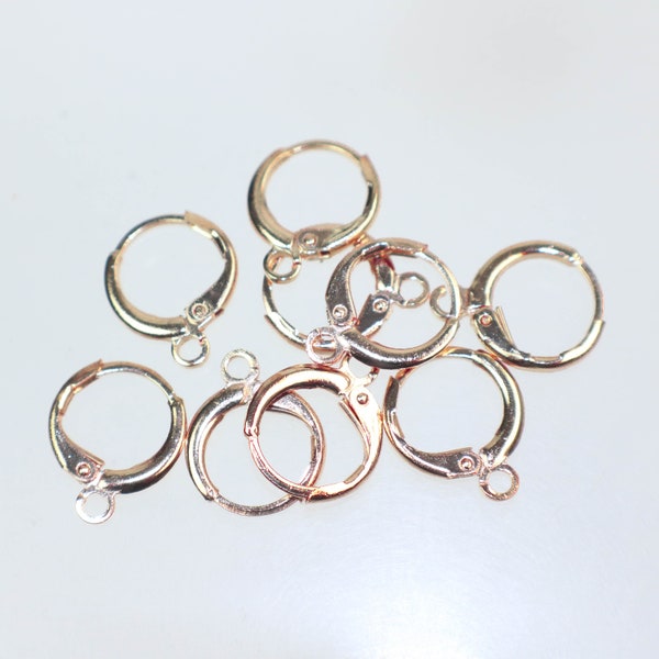 Leverback Earring 30 Pcs - ROUND Bulk  Champagne Gold Plated - High Quality Sturdy Dedicated Round Earring Ear Wire - 12mm Width - ELR12