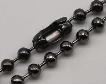 Collar de cadena de bolas con acabado en bronce, grueso, 3,2 mm (24 pulgadas de largo)