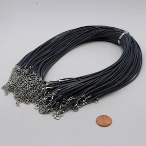 NEW 100 pcs 2.0mm 18-20 inch Adjustable compressed cotton quality necklace cord - Blue Gray