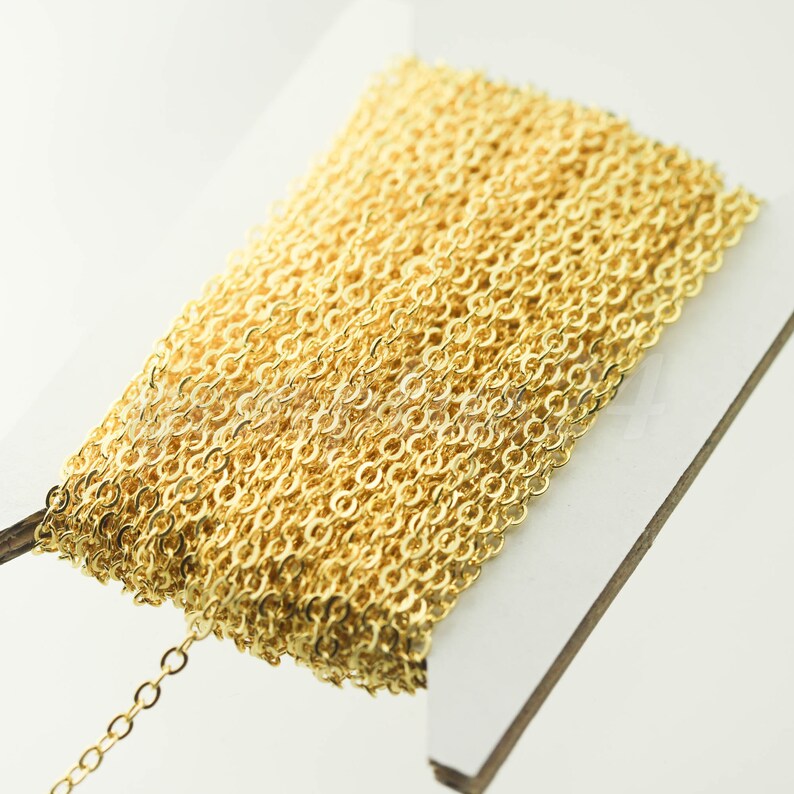 32 Feet of Gold Plated Flat Cable Chain 3x3mm Solder Gold Etsy